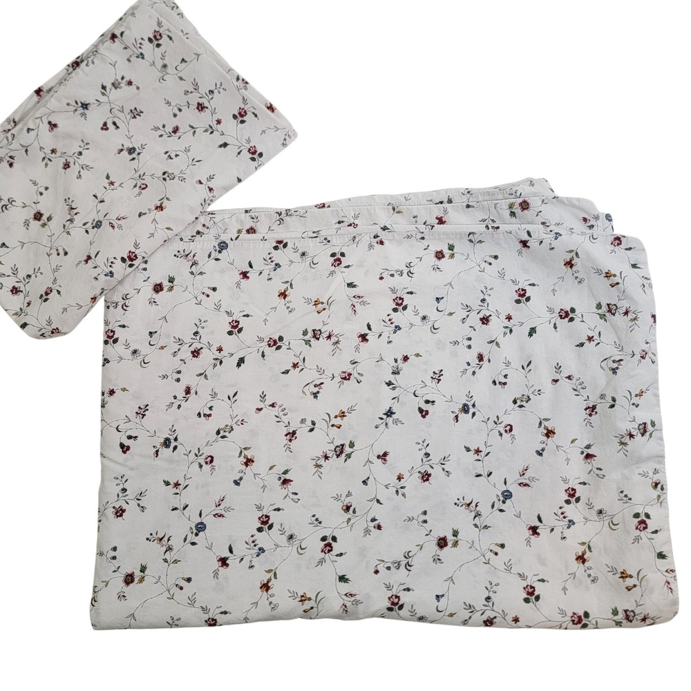 IKEA LJUSÖGA Floral Twin Duvet Cover and Pillowcase Set White Cotton 19489 1609